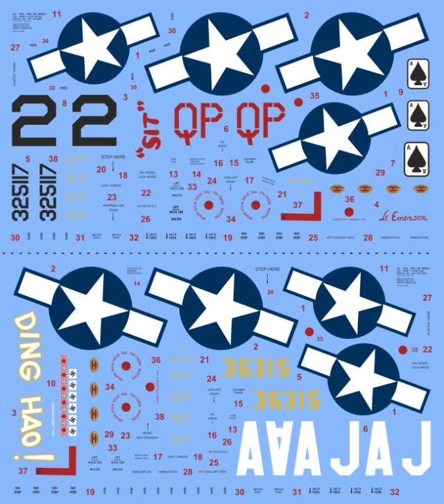 1:48 Decal North American P-51B/C Mustang - 2 markings - CtA 075
