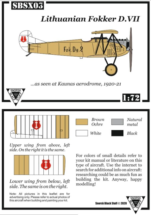1:72 Decal Lithuanian Fokker D.VII (1920-1921) - CtA #SBSX-03