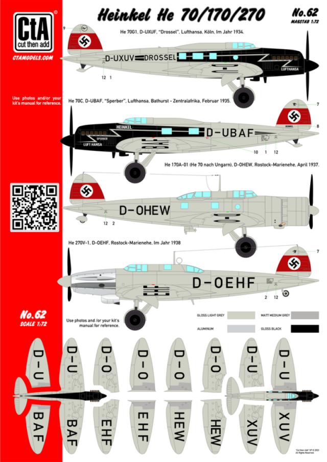 CTA-062 1/72 Heinkel He 70 / 170 / 270