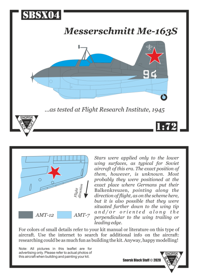 SBSX04 1/72 Messerschmitt Me-163S