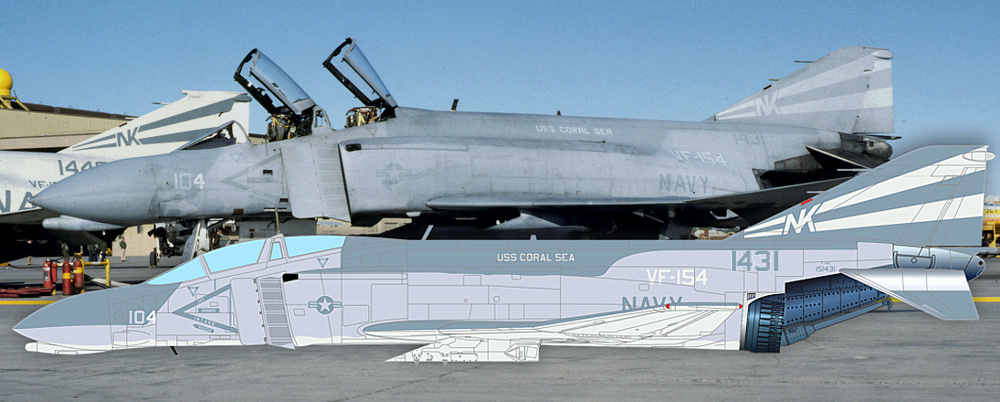 CTA 1/48 McDonnell-Douglas F-4N Phantom II, Bu.No. 151431, NK/104, VF-154 Black Knights, USS Coral Sea, August 1983