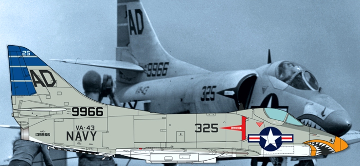CTA-026 1/72 Douglas A4D-1 Skyhawk, 139966 / AD325, VA-43 Challengers, presumably USS Antietam, Autumn 1959.