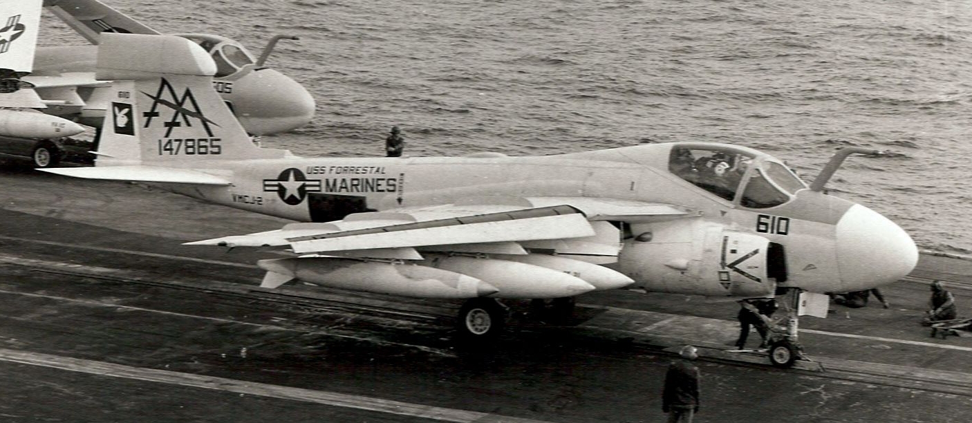 Grumman EA-6A Intruder, Bu.No. 147865, AA/610, VMCJ-2 Playboys, USS Forrestal, February 1970