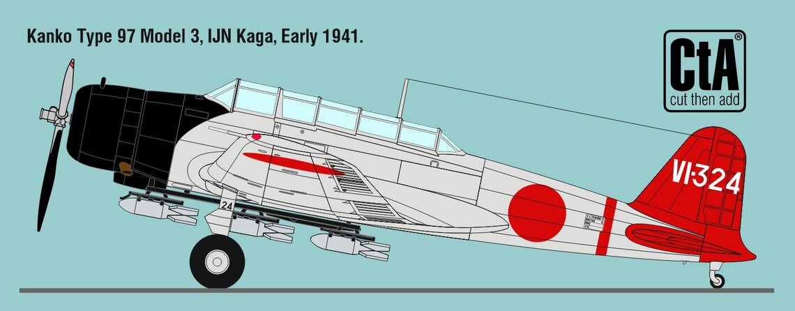 Kanko Type 97 Model3, VI-324, Aircraft Group of IJN Kaga, January 1941 - Cut then Add Decal 1/32