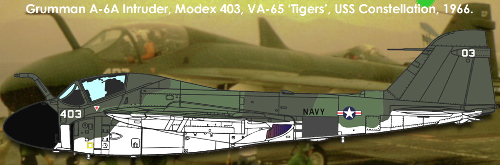 Grumman A-6A Intruder, Modex 403, VA-65 ‘Tigers’, USS Constellation, 1966.