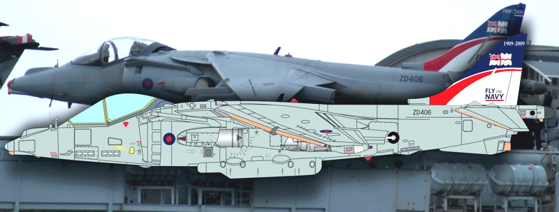 Bae Harrier GR.9, ZD 406, 800 Sqn, Royal Navy Naval Strike Wing, HMS Illustrious, October 2009.