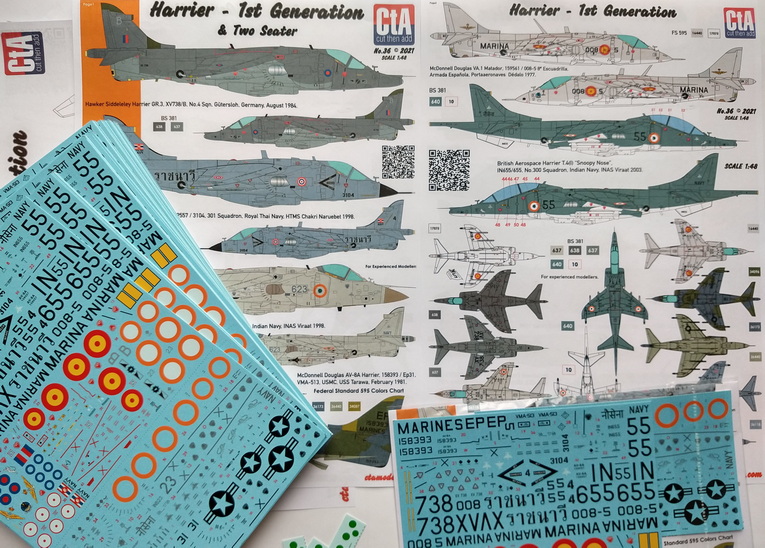 CTA-036 1/48 Harriers - 1st Generations & Two Seater (UK, Thailand, India, USA, Spain - 6 Markings)