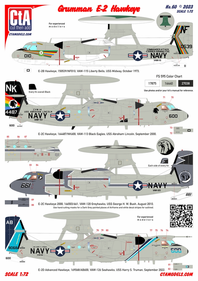 CTA Decals 1/72 Grumman E-2 Hawkeye - instruction sheet