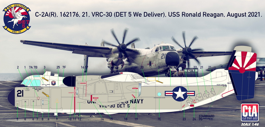 C-2A(R), 162176, 21, VRC-30 (DET 5 We Deliver), USS Ronald Reagan, August 2021